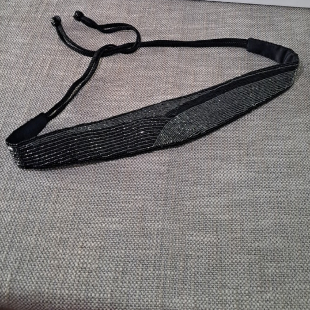 Black Beaded Adjustable Waist Belt